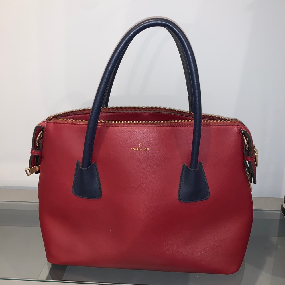 Angel Roi Vegan Leather Moa Tote - Burgundy/Navy